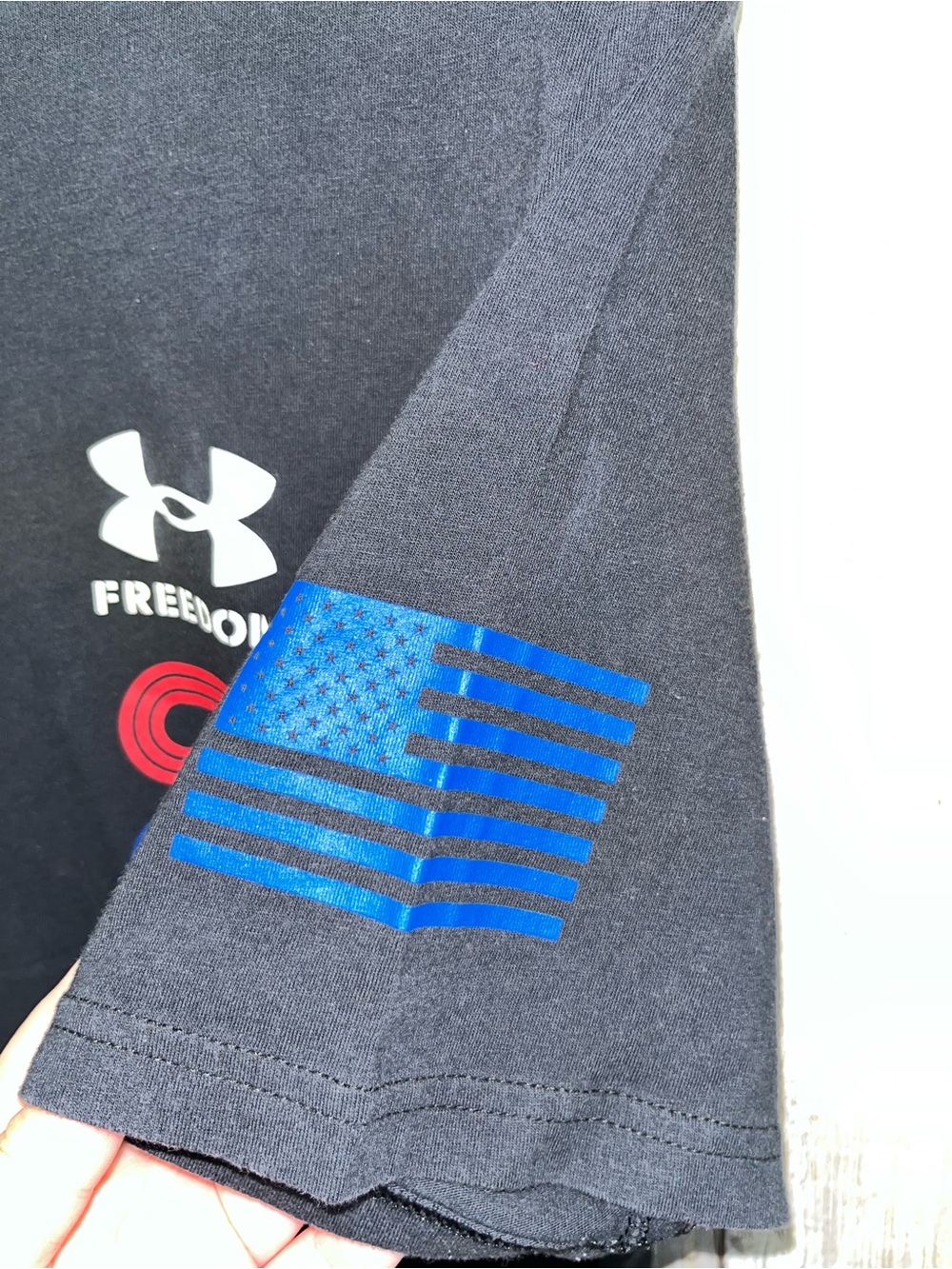 Under Armour Freedom USA Graphic T-Shirt Large Black Patriotic Flag Tee - Picture 3 of 5